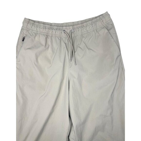 Athleta Avenue Wide-Leg Cropped Pants Beige Polyester Womens Casual Size Medium - Picture 13 of 15